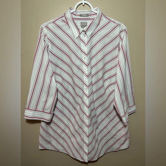 Chico's Striped Button-Up Shirt - Picture 1 of 10